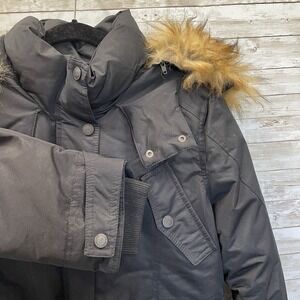 Canada Weather Gear Womens L Parka Coat Faux Fur Hood Heavyweight Black Winter